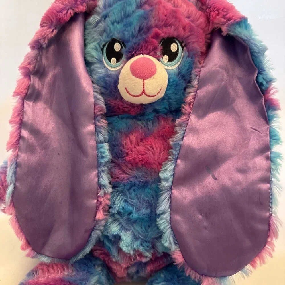 2017 Build a Bear Tie Dye Bunny Magenta Cobal Blue Purple 16" Plush VGUC Read - Picture 4 of 4